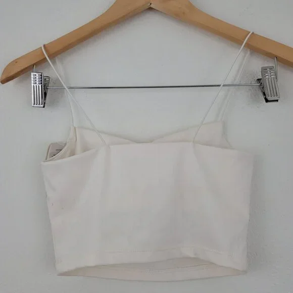 Free People Madewell Crop Tops Lot of 2 Sz XS/XXS in Metallic Black & Off White - Picture 4 of 16